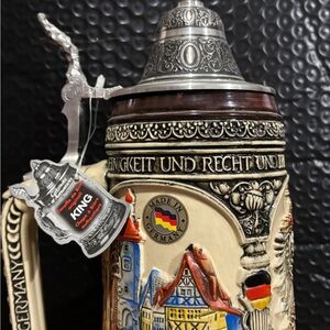 German Beer Stein with Intricate Multicolor Design